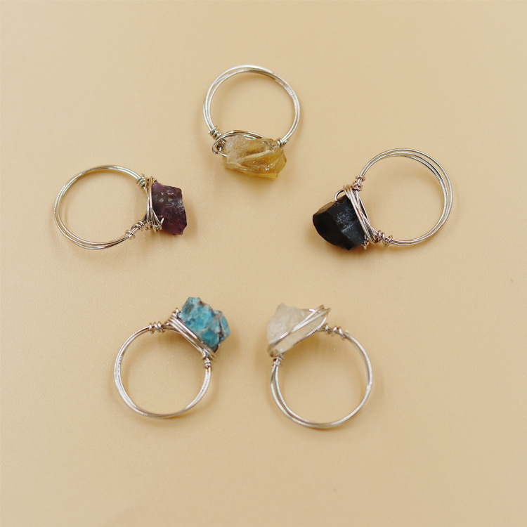 【New arrival】Natural Crystal Original Stone Ring Handmade Simple Open Ring Ring for Men and Women