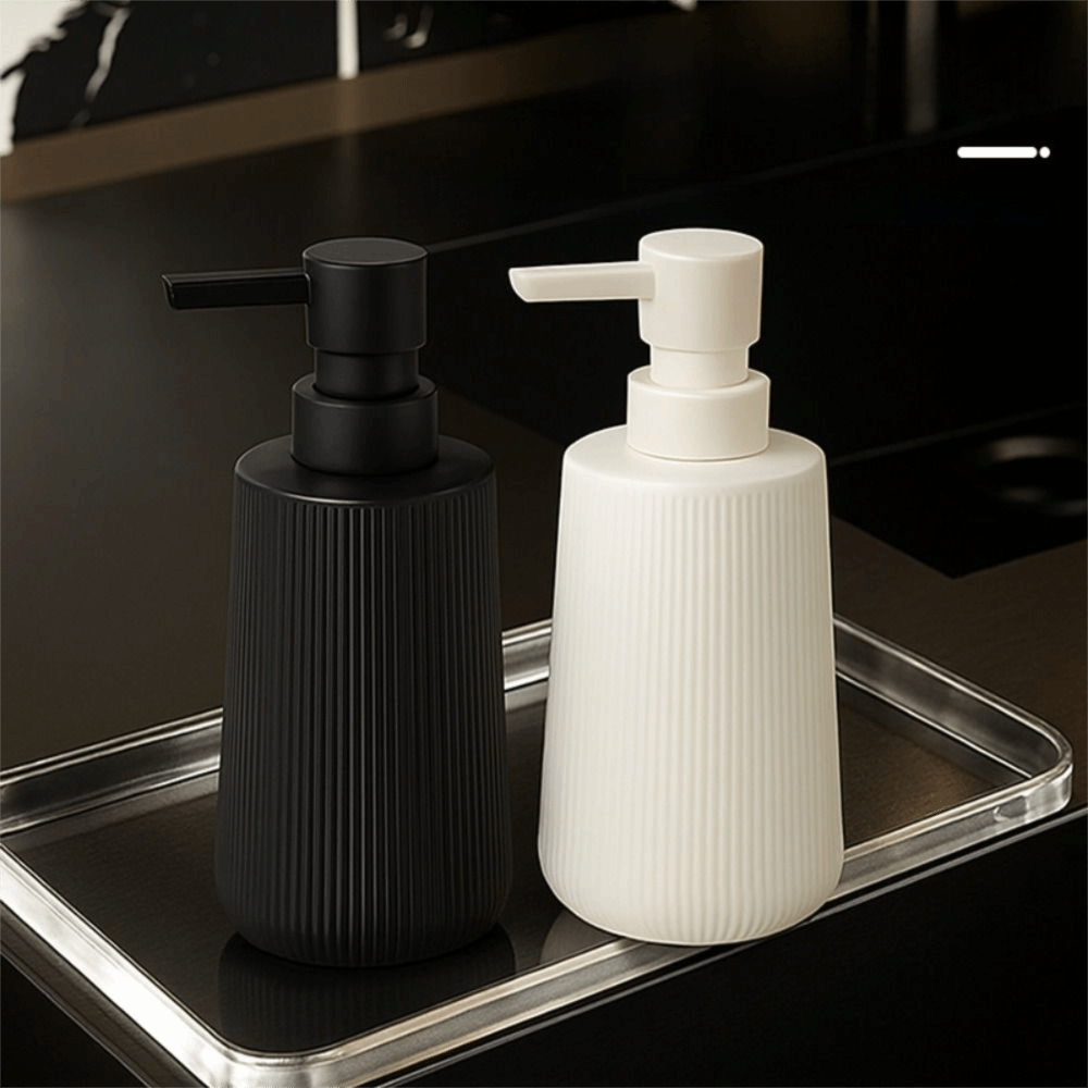 Stylish Design 380ml Capacity Liquid Soap Dispenser Press Pump Refillable Handwash Container Empty Leakproof Lotion Gel Jar Countertop Placement
