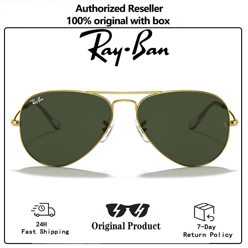 DISICHEN Ray-Ban Original Aviator RB3025 181 62mm Large Metal Sunglasses - Unisex Classic Pilot Design with G-15 Green Lens & 100% UV Protection (Gold Frame)