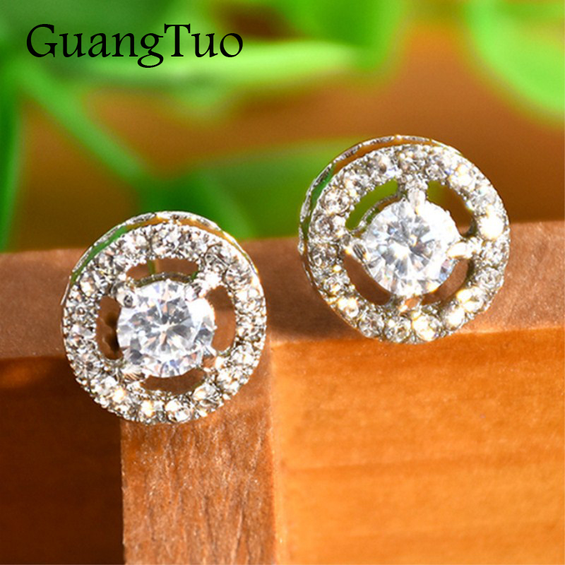 【Hongtai Store】New Fashion Trendy Kroean Crystal Round Stud Earrings For Wo Wedding Brinco Girl Friend Gift Cute Jewelry