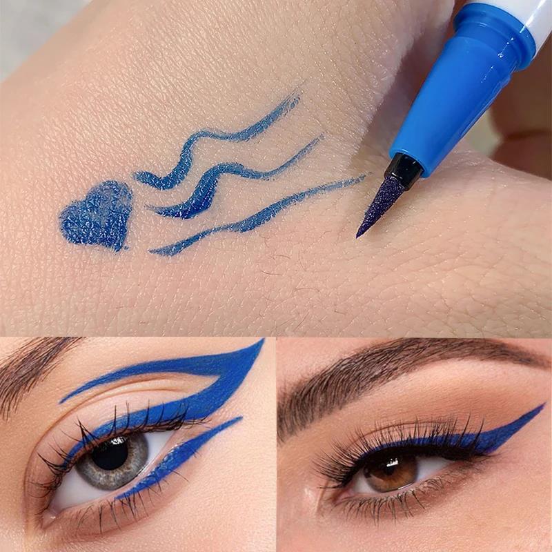 Wenefang Fashion Colorful Green White Matte Liquid Eyeliner Pencil Waterproof Eye Yellow Eyes Cosmetics Liquid Green Liner Pen Makeup Blue I1D3