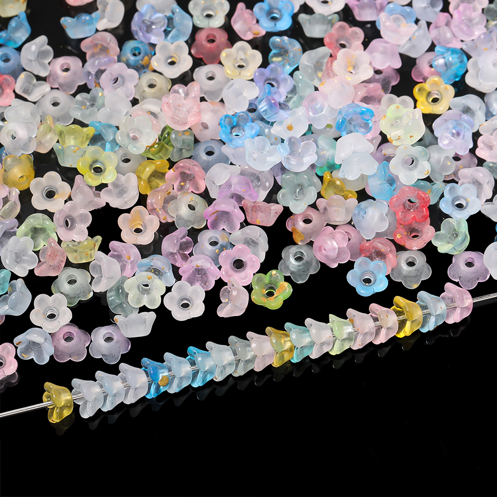 St.kunkka 50pcs/bag 5.5*6mm Acrylic Gradient Lily Of The Valley Flower Beads For DIY Pendant Beaded Jewelry Accessories Making