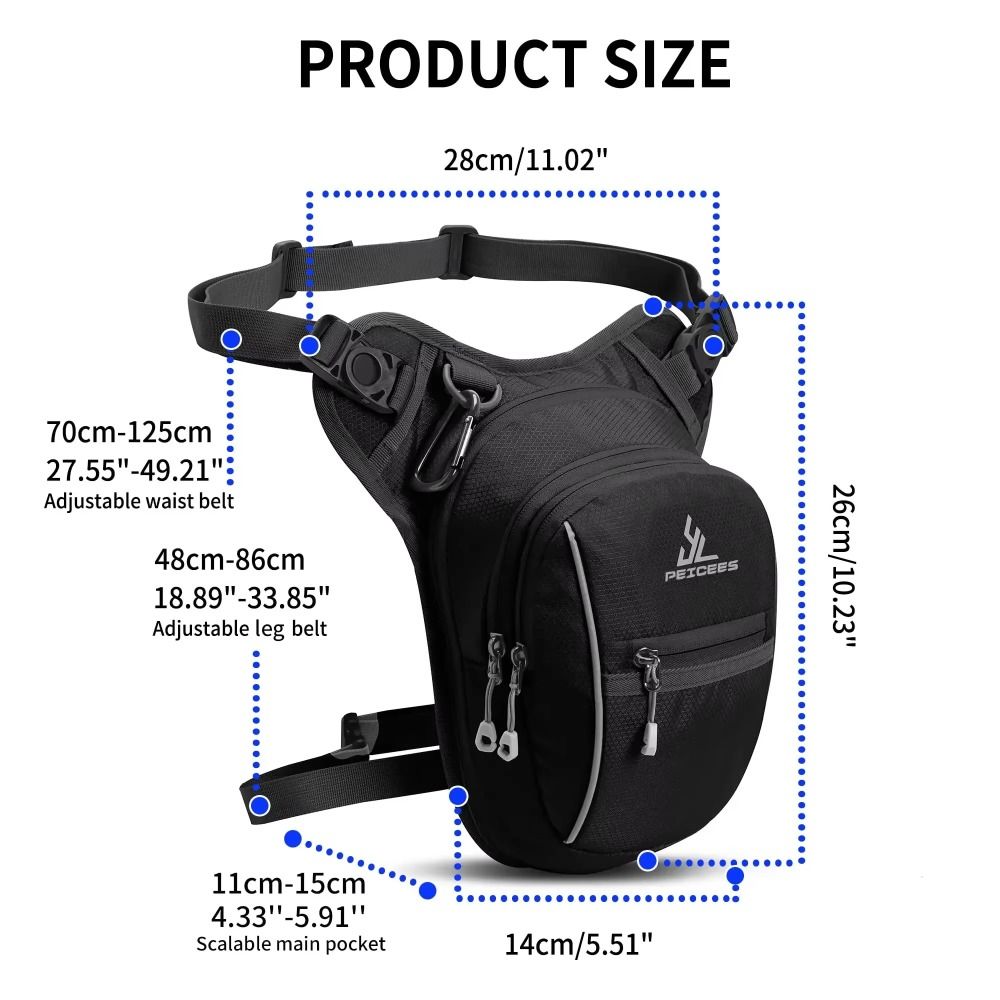 Camping Hiking Waterproof Motorcycle Drop Bag Hip Bum Adjustable Thigh Belt Pack Nylon Material Waist Bags Motorbike Leg Bag Mobile Phone Purse