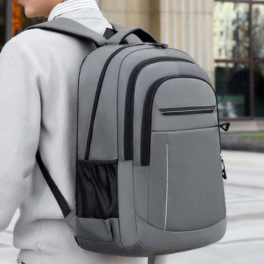 Premium Feel Lightweight Men's Business Backpack Minimalist Scratch Prevention Students Durable Daypack Solid Color Fixed Webbing Oxford Cloth Laptop Bag Women