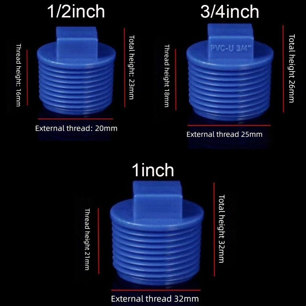 10pcs/set Portable PVC Male Thread End Cap External Plug Leak Proof Tube Connector 1/2" 3/4" 1" Screw Plug Garden Irrigation