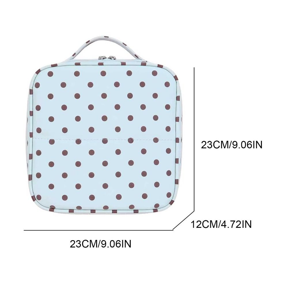 Sweet Style Polka Dot Handheld Makeup Bags Foldable Large Capacity Cosmetics Organizer Waterproof with Mirror Cosmetics Handbag Small Items Storage