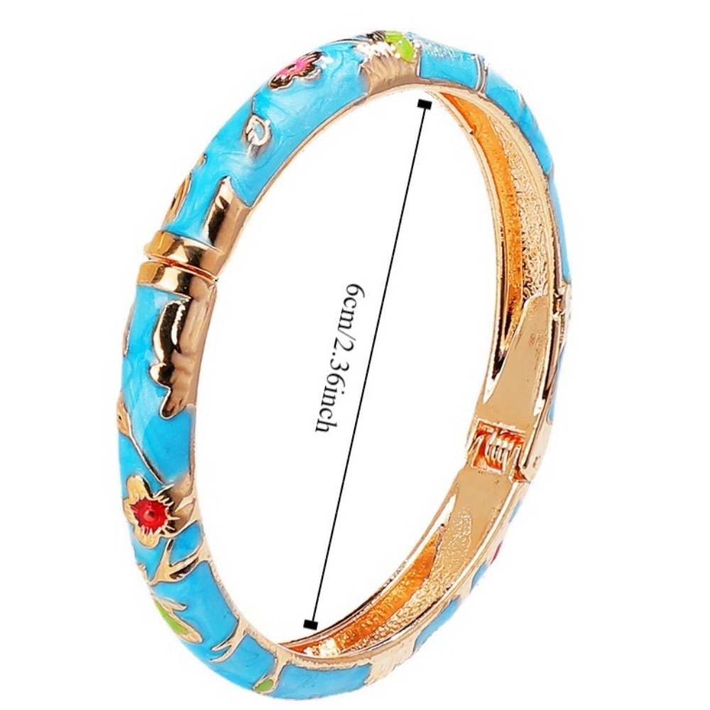Bohemian Chinese Cloisonne Bracelet Hand Bracelet Double Bangle Peony Filigree Flower Bangle Ethnic Vintage Women's Hand Bracelet Gifts for Women Girl