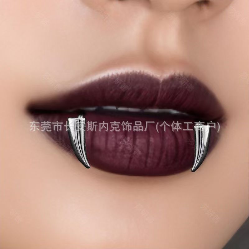 【Whoever uses it, who praises it】Three-dimensional lip ring stainless steel personalized non-perforated painless lip ring Halloween lip