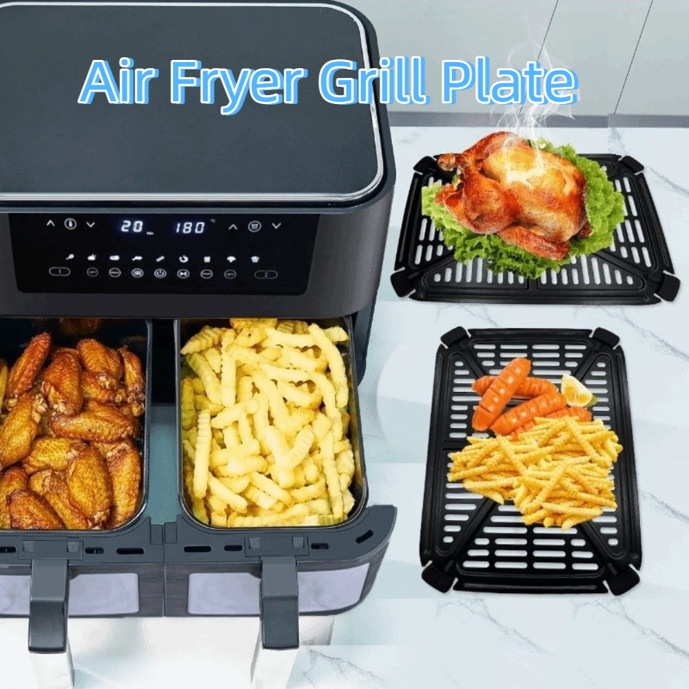 Crisper Basket Non-Stick Air Fryer Grill Plate Oil Separator Dishwasher Safe Air Fryer Liner Square Grill Pan Kitchen Utensils