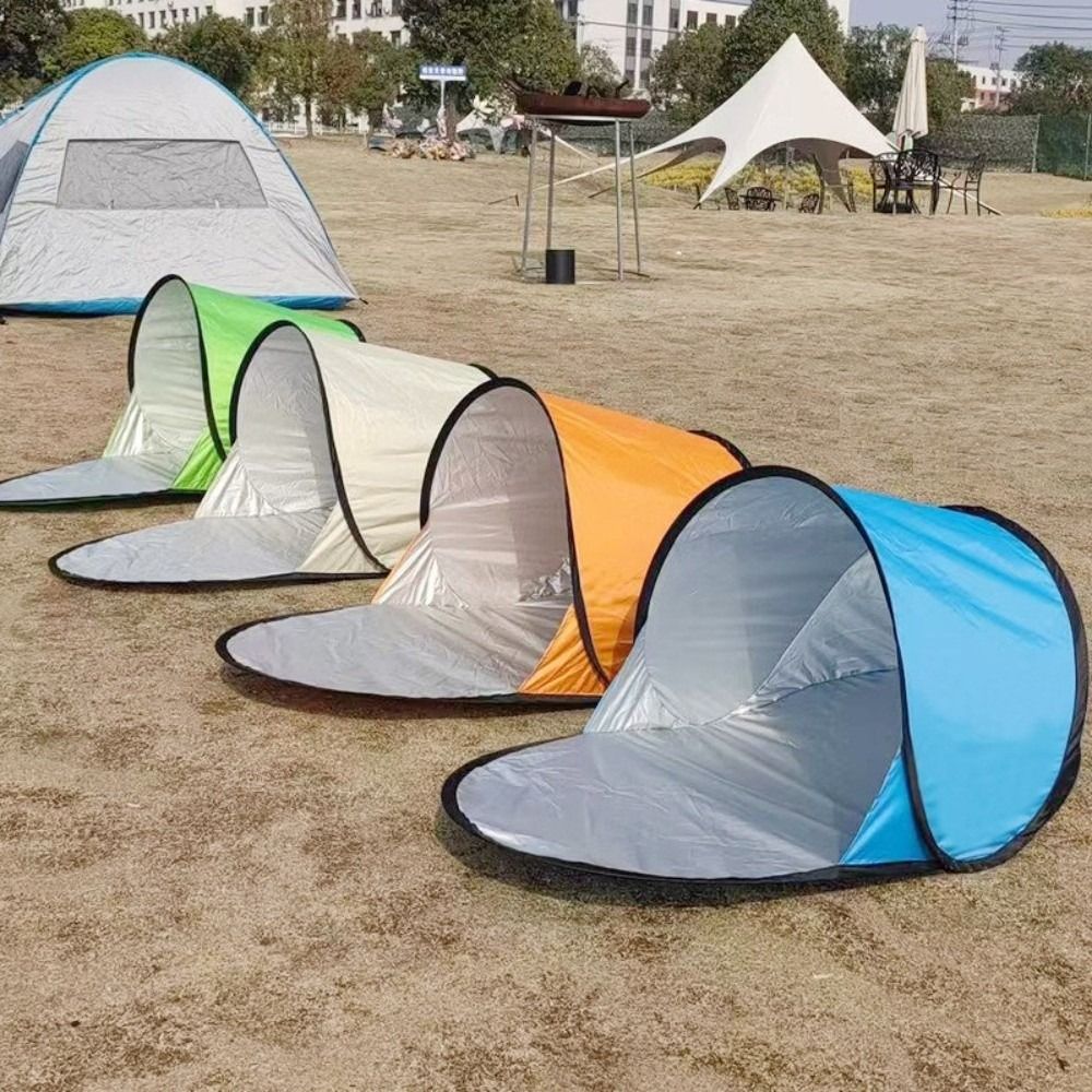 Camping Tent Coated Small Folding Tent Automatic Instant Pop-up Sun Shelter Portable UV Protection Mini Beach Headrest Camping