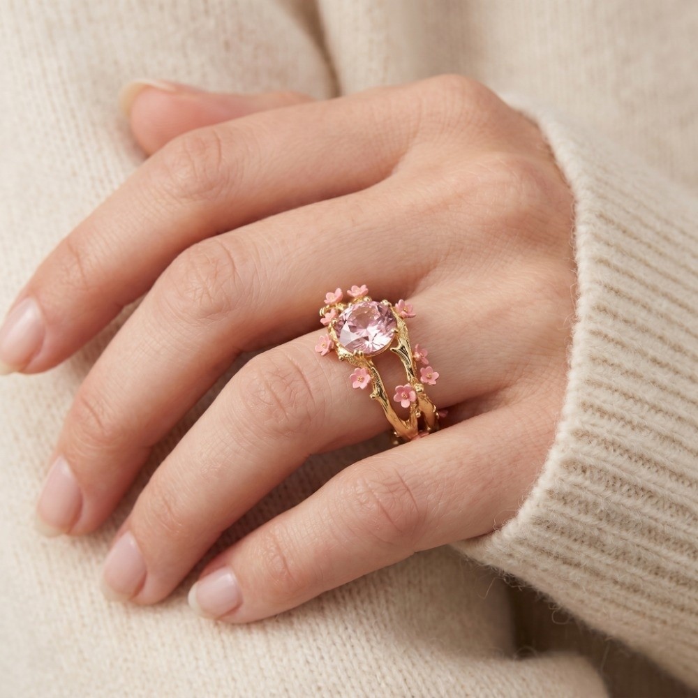 Sweet Elegant Flower Ring Delicate Hollow Out Ring Alloy Light Finger Jewelry Girls