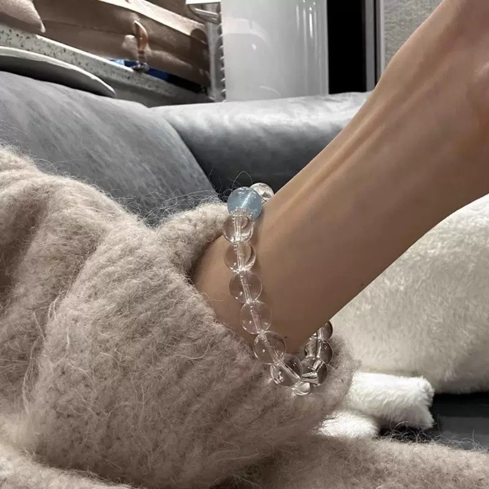 Creative Hand Jewelry Beads Bracelet Wristband Simple Clear Bracelet Elastic Transparent Vintage Beaded Bracelet Gift