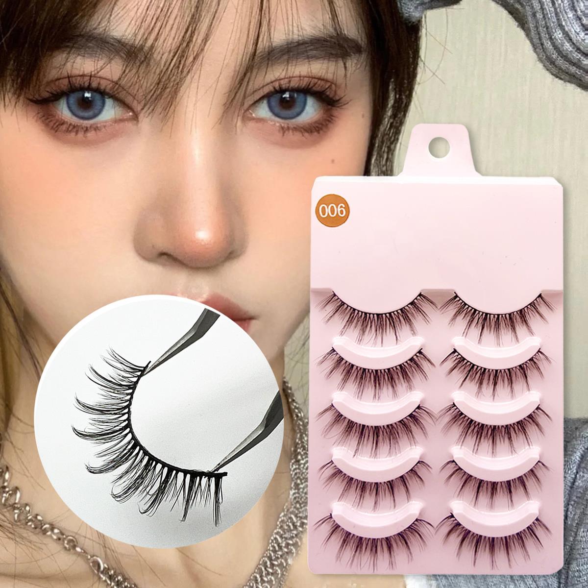 New 5 Pairs Cos False Eyelashes Natural Thick Clustered Eyelashes Women Makeup Eyelash Extension Japanese False Eyelashes
