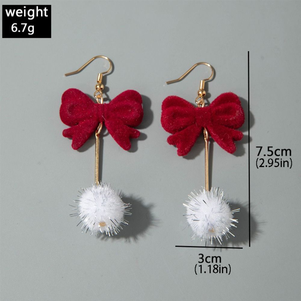 Exquisite Alloy Red Velvet Bow Earrings Bowknot Love Red Bow Drop Earrings Heart New Year Earrings Autumn/Winter