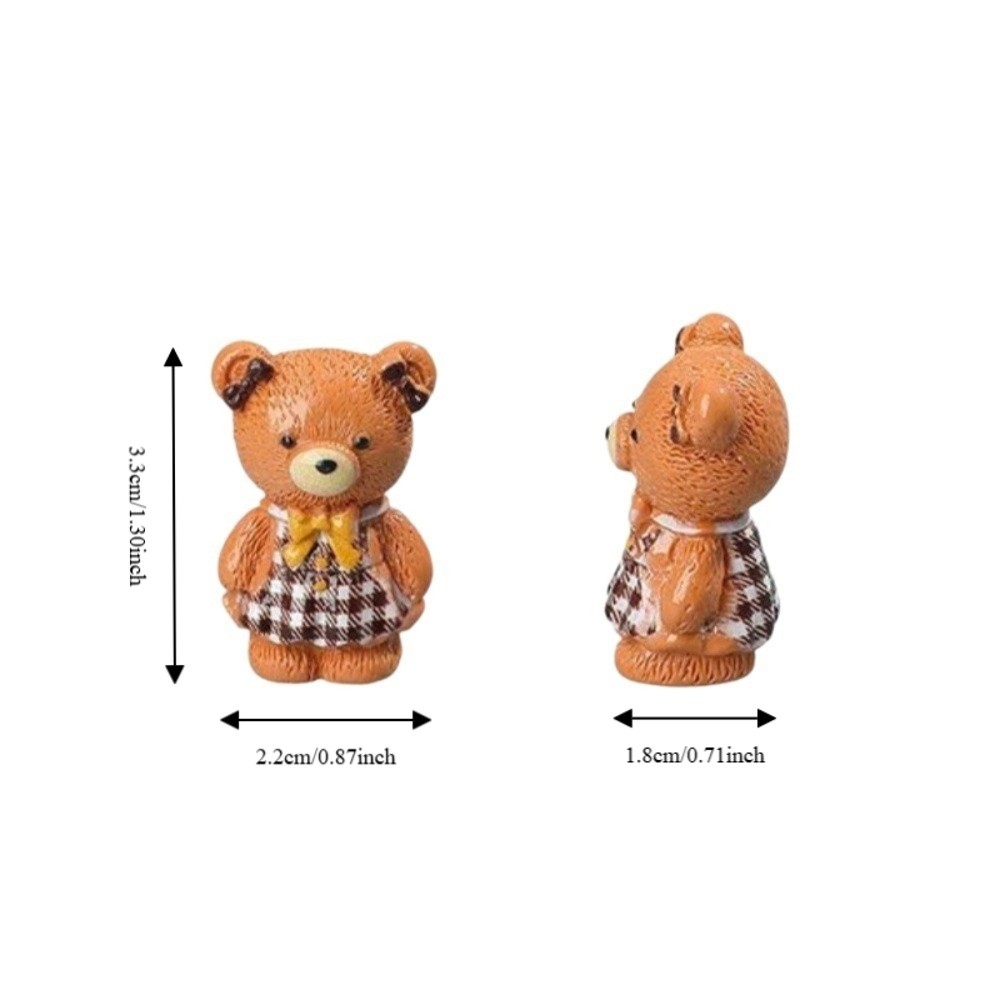 5pcs Cute Resin Apron Bear Decorations Cartoon Creative Little Bear Figurine Funny Mini Desk Bear Decorations Gift