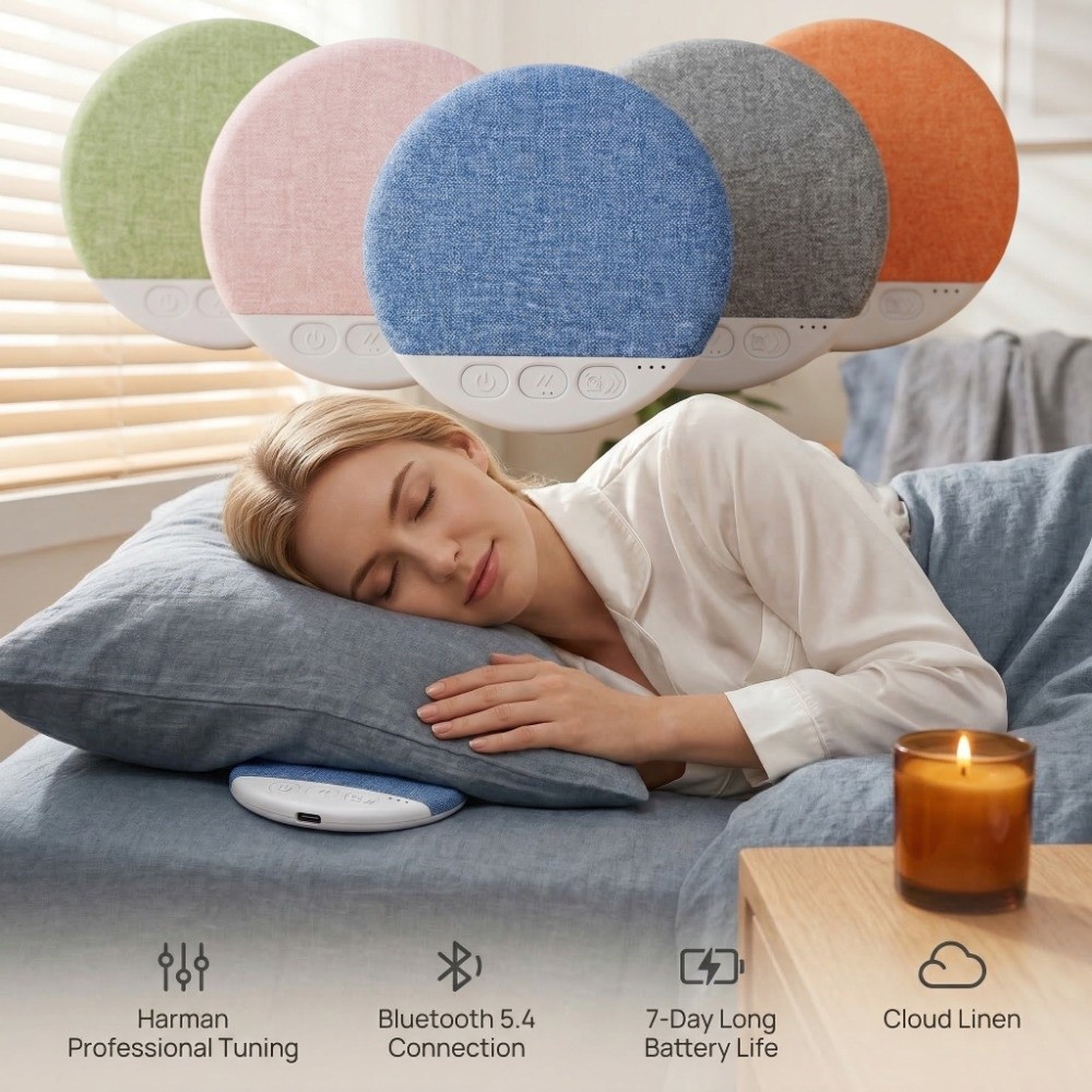 Soundbar Bluetooth 5.4 Under Pillow Bluetooth Speaker Mini Ultra-Thin White Noise Machine Wireless Connection For Better Sleep Sleeping Speaker Sleeping Aid