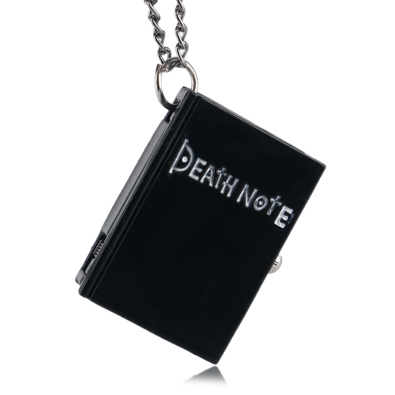 【New arrival】2020 Hot Japanese Death Note Book Shape Black quare Quartz Pocket Watch For Men Woman Children