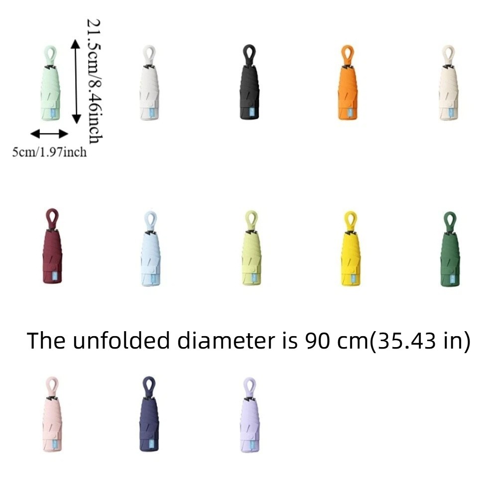 Portable UV Protection Mini Sun Umbrella Windproof with Buckle Sun Shade Pocket Parasol Foldable Hanging Hand Operated Parasol Student
