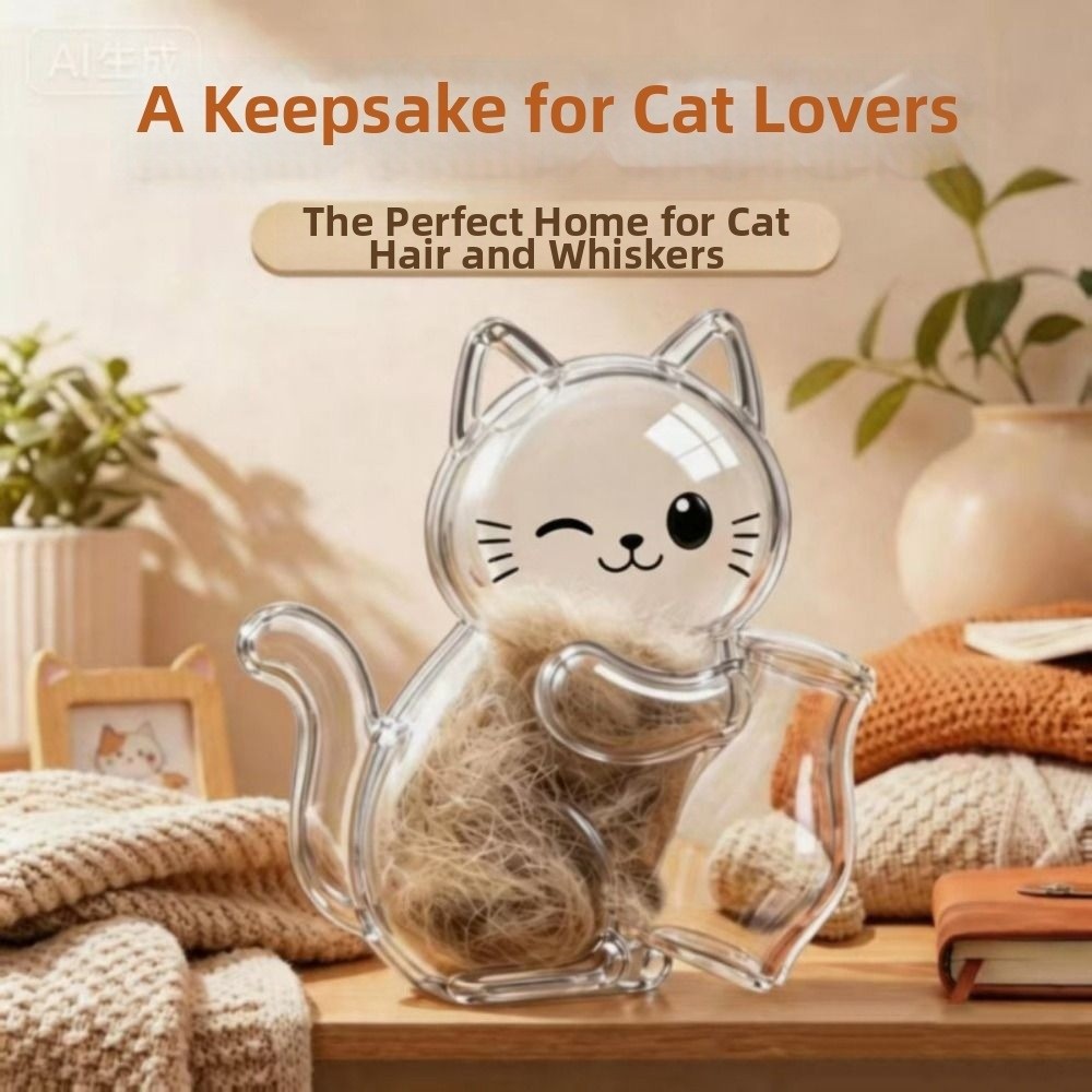 Durable Creative Pet Memorial Fridge Magnet Transparent Cat Dog Shape Cat Hair Storage Box DIY Cute Pet Hair Keepsake Box Pet Lovers