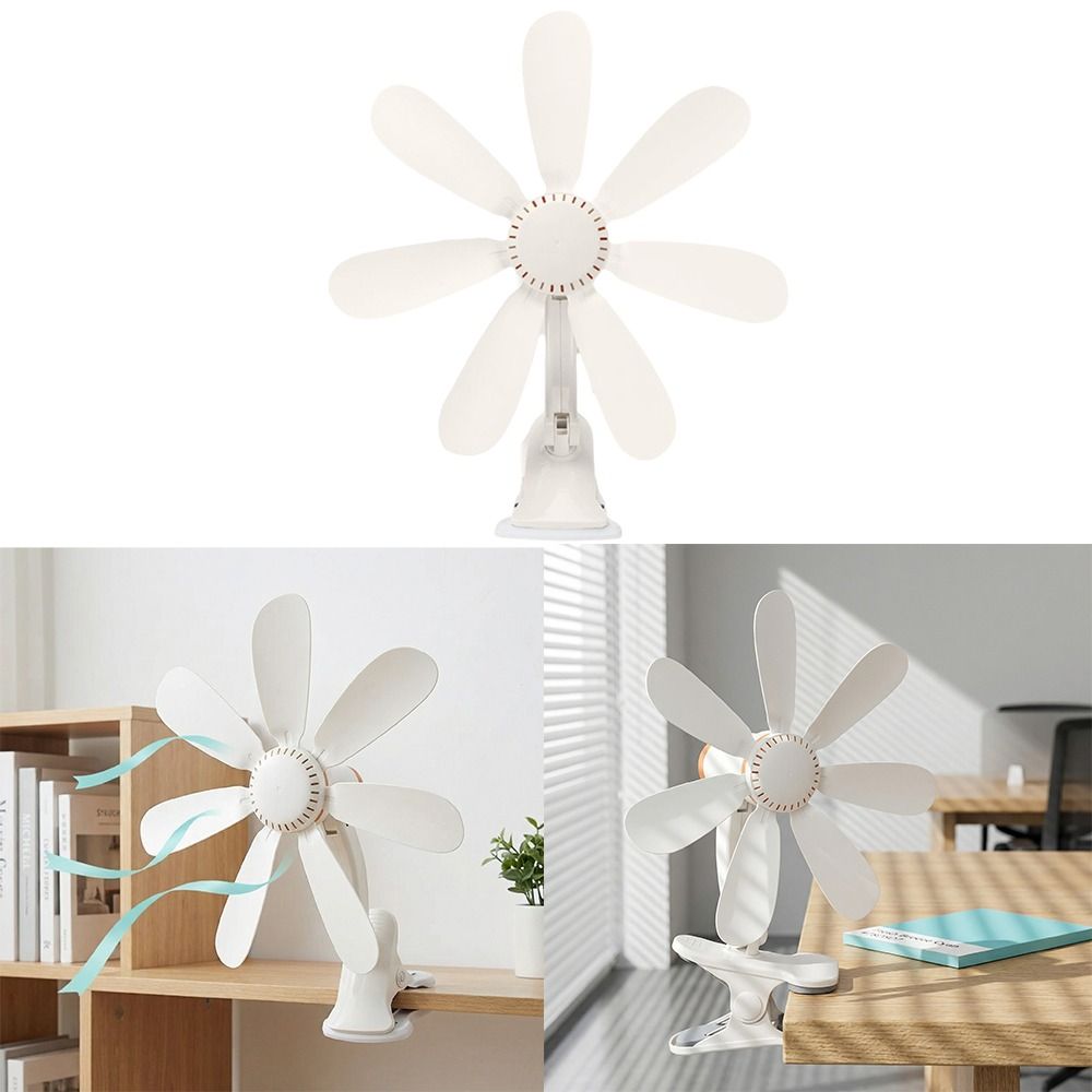 Personal Strong Wind Portable Clip Fan Powerful Airflow Clip Fan Mini Quiet Fan Quiet Operation Seven Leaves Personal Cooling Fan Bedroom