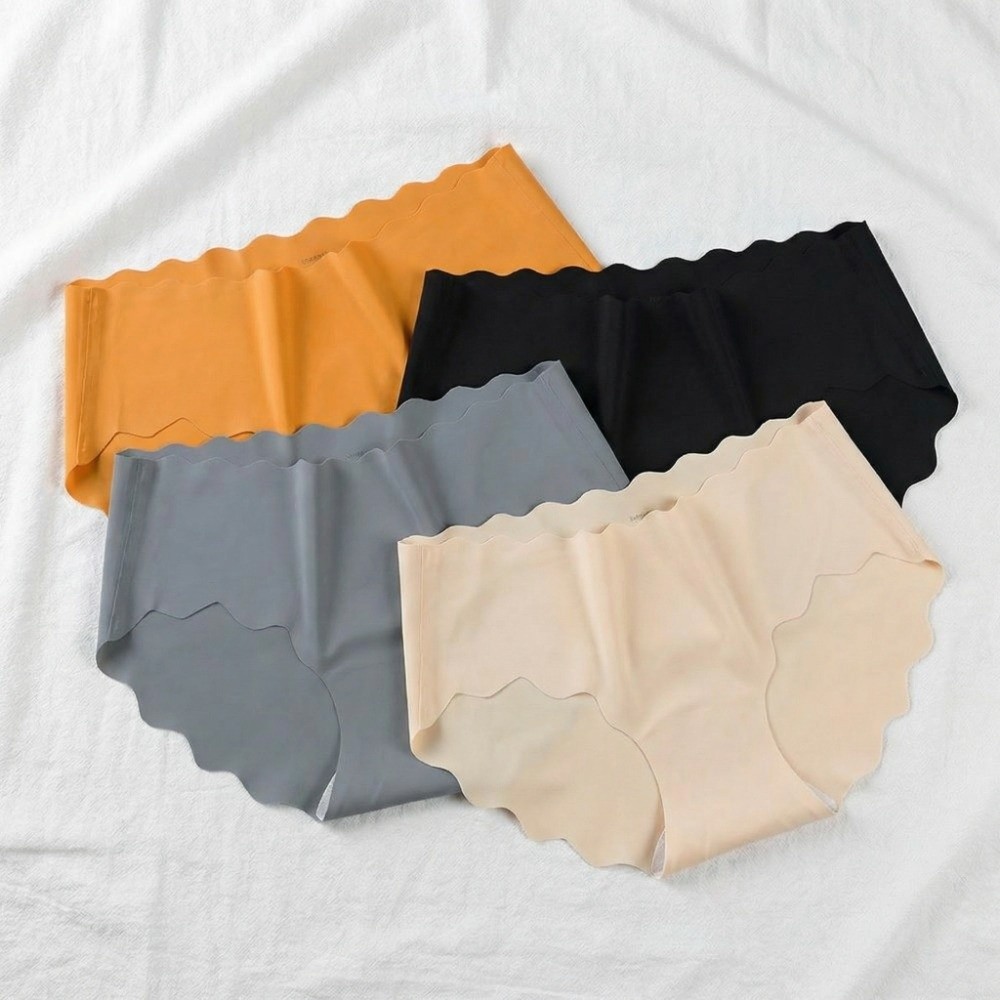 Panties Letter Ice Silk Panties Ultra Thin Soft Middle Waist Briefs Panties Underwear Seamless Lingerie Daily
