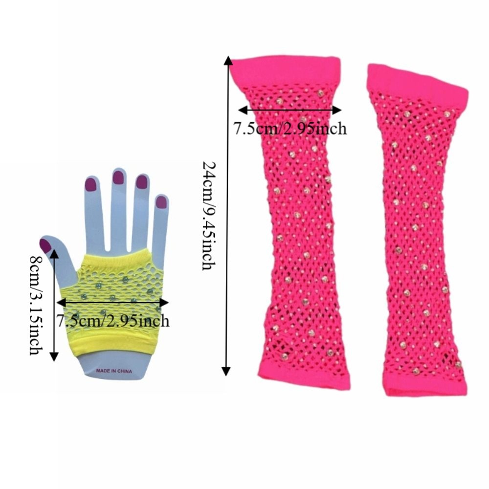 Short Elastic Gloves Shiny Punk Mesh Lace Gloves Black White Gothic Style Long Gloves Party Wear