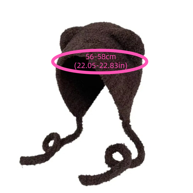 Trendy Cute Lambhair Bear Ear Hat Warm Harajuku Plush Knitted Bear Hat Thick Casual Y2K Beanies Caps Women