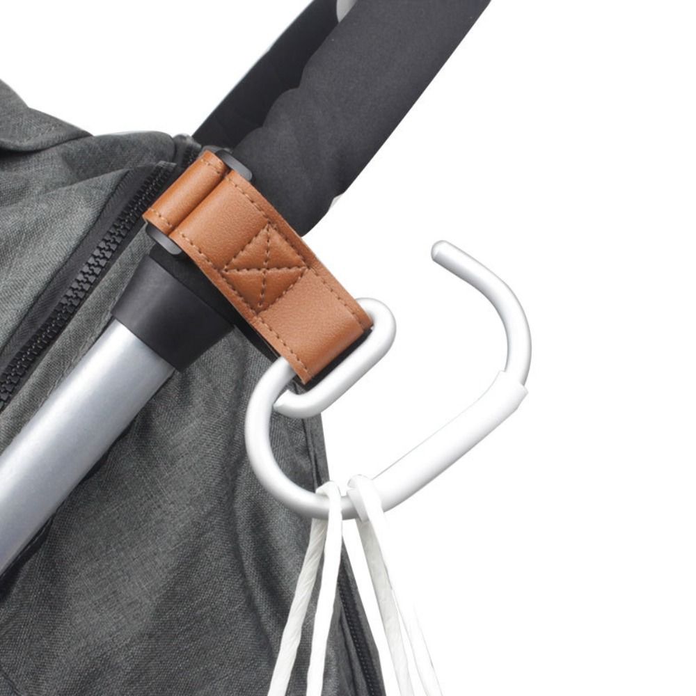 New PU Baby Stroller Hooks Aluminum Alloy Hook Portable Pram Hanging Hook Stroller Accessories Solid Color Cart Organizer