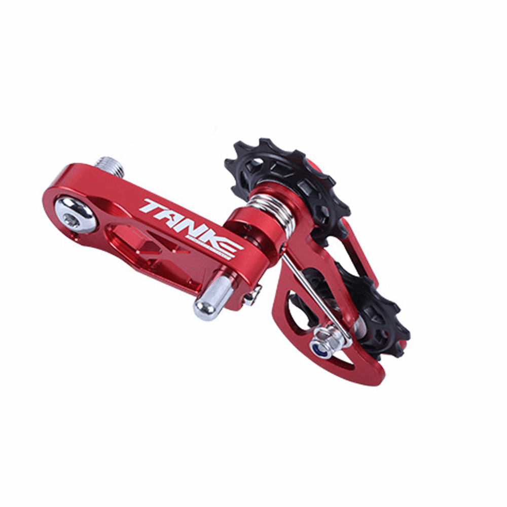 Durable Aluminum Alloy Single Speed Chain Tensioner Single Speed Easy Installation Bike Chain Guide Smooth Performance with Double Spring Guide Folding Bike Chain Tensioner Bike Upgrade