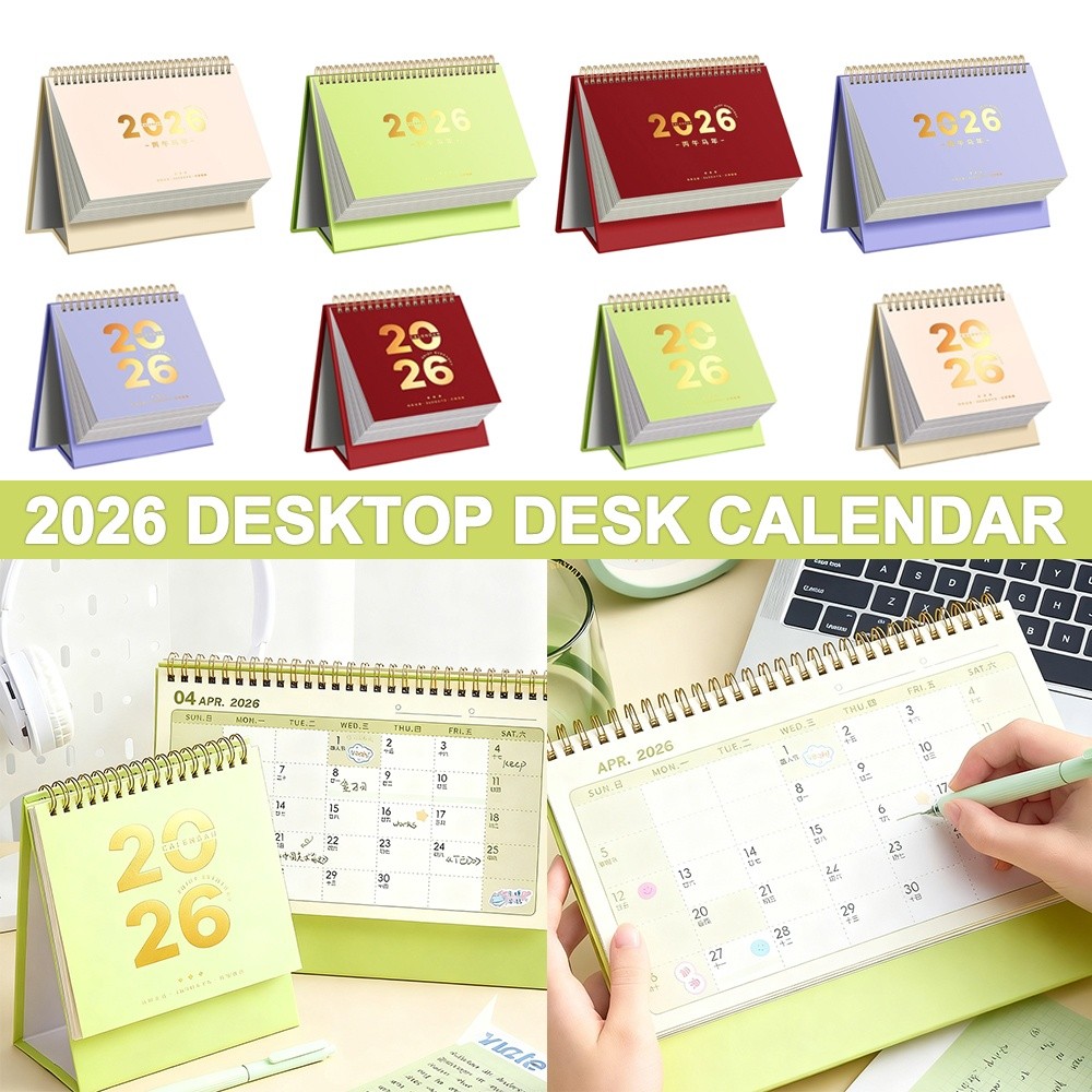 Simple Style Standing 2026 Desktop Desk Calendar Time Management Thick Paper Table Calendar Foldable Academic Planner Office Stationery