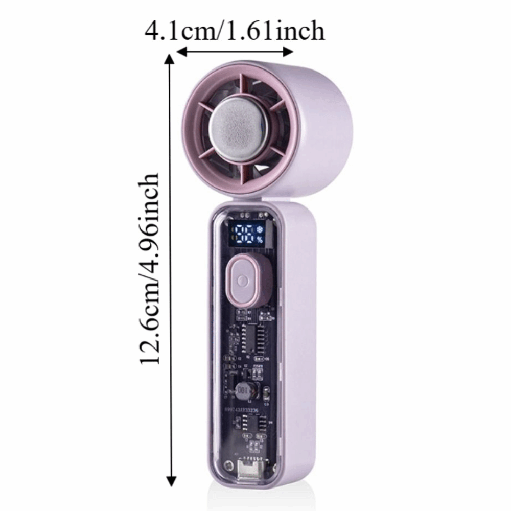 Rechargeable Digital Display Refrigeration Electric Fan High Wind Speed Ice Cool Function Handheld Mini Fan Portable Quiet Operation Personal Cooling Fan Office