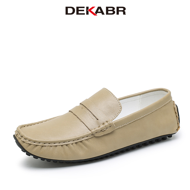 DEKABR Summer New Men Loafers Genuine Hide Slip-On Lightweight Breathable Casual Office Driving Shoes Non-Slip Sole