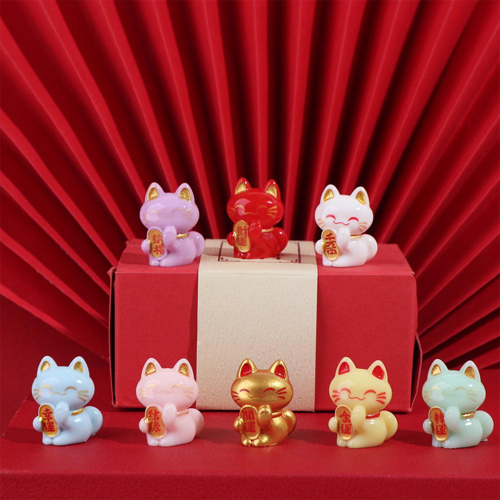 Decor Cartoon Cat Statue Creative Cute Cat Figurine Exquisite Animal Model Miniatures Collectible
