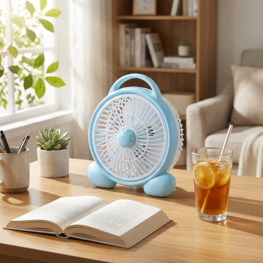 Table Fan Rechargeable Power Supply Rechargeable Mini Desk Fan Compact Design Low Noise Portable Small Table Fan Lightweight Space-Saving Quiet Personal Cooling Fan Home