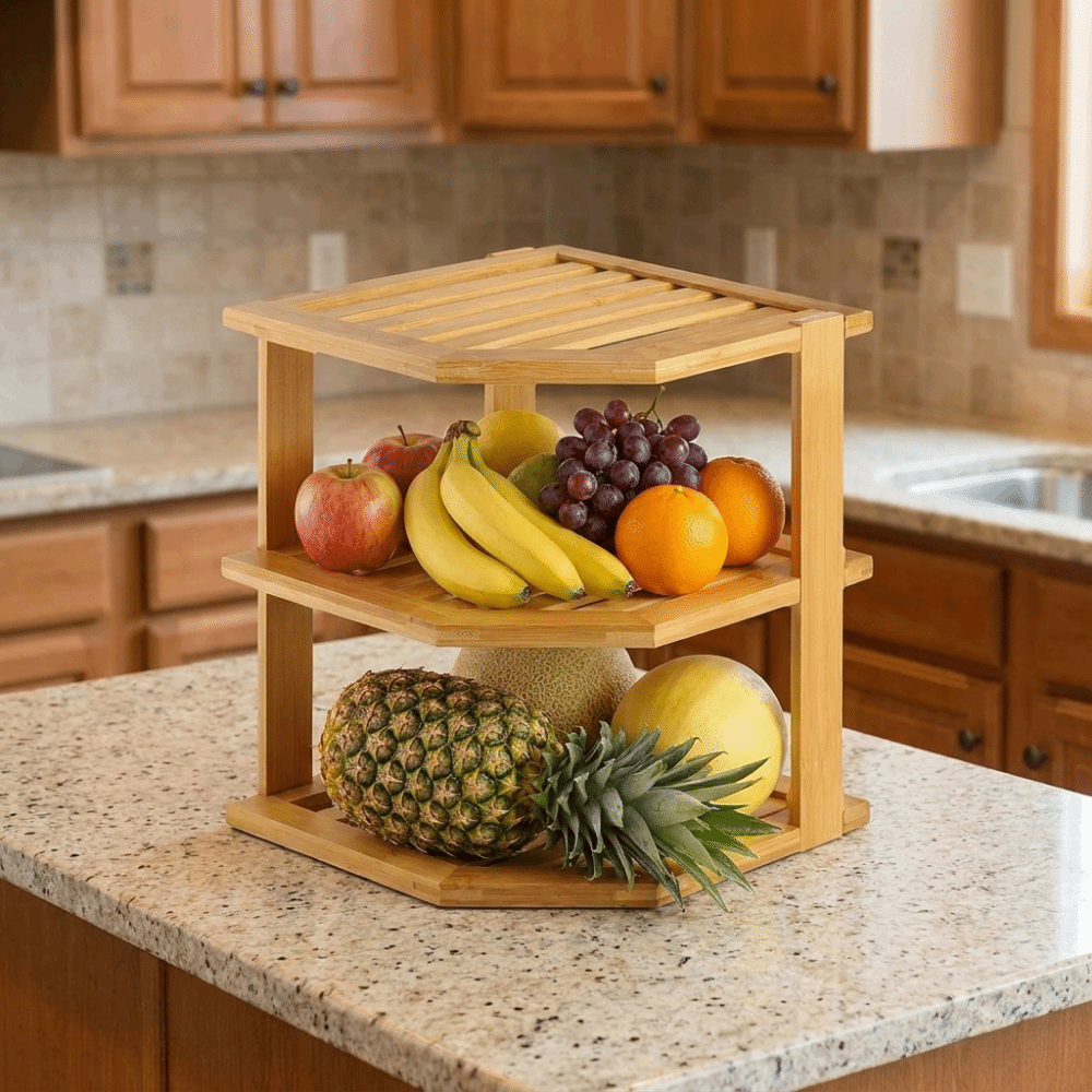 Sturdy Large Capacity 3 Tier Bamboo Corner Shelf Simple Stable Dish Drying Rack Space Saving Cabinet Organizer Tableware