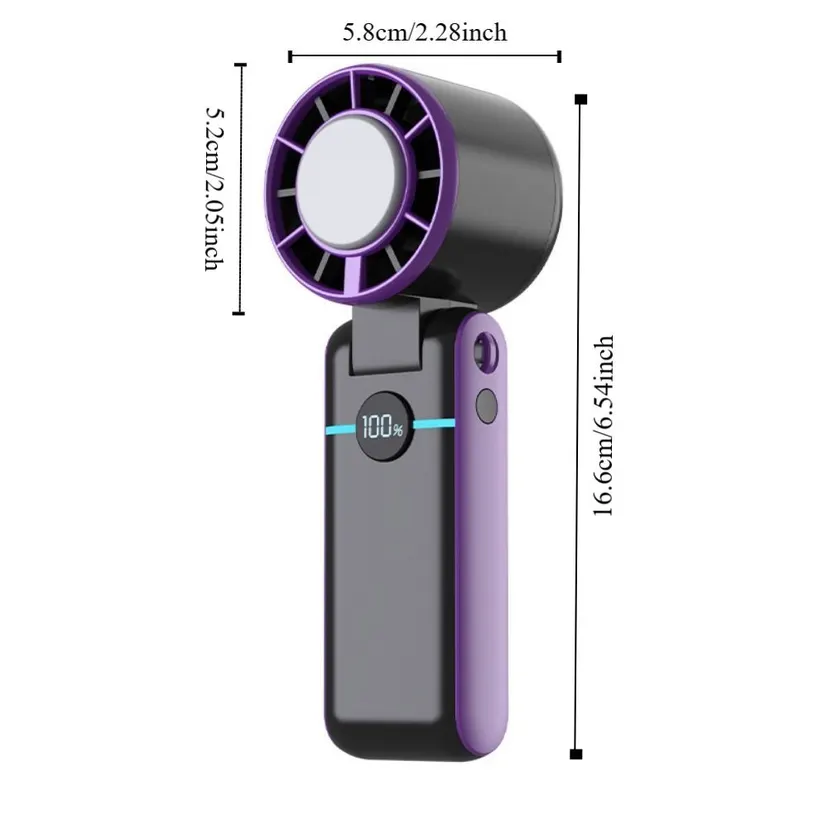 Portable Semiconductor Refrigeration Mini Handheld Fan 100 Winds Speeds Adjustable Rechargeable Foldable Desk Fan High-speed Low Noise Powerful Turbo Fan Travel