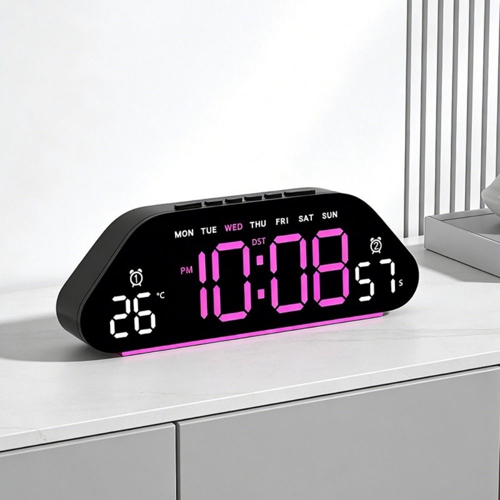 Sleep Mode Temperature Display LED Alarm Clock Humidity Display Large Screen Digital Clock Simple Multifunctional Electronic Clock Office Use