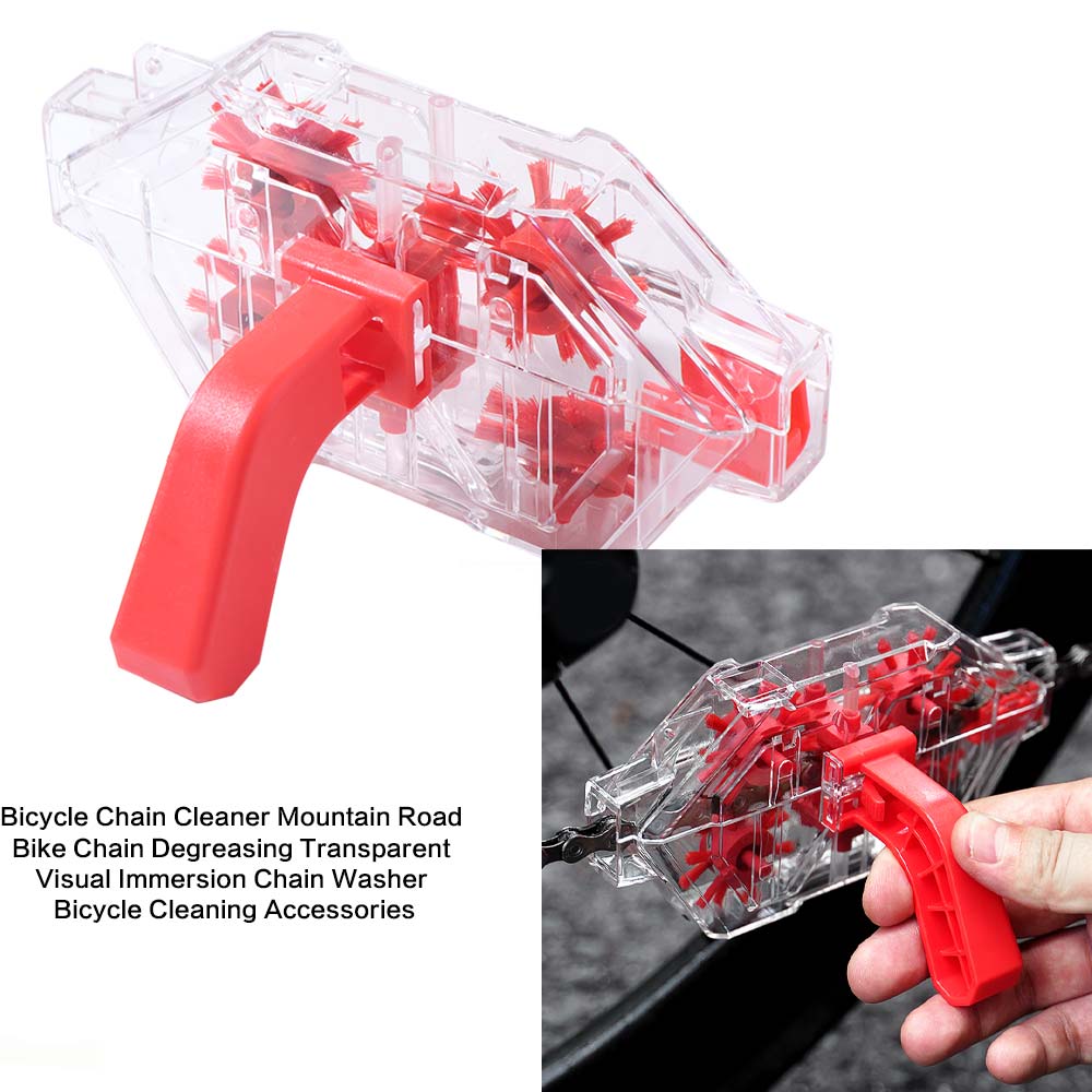 Cycling Cleaning Kit ABS Bicycle Chain Cleaner Transparent Degreasing Immersion Chain Washer Portable Oil Pollution Cleaning Bike Brushes Scrubber Mountain Road Bike