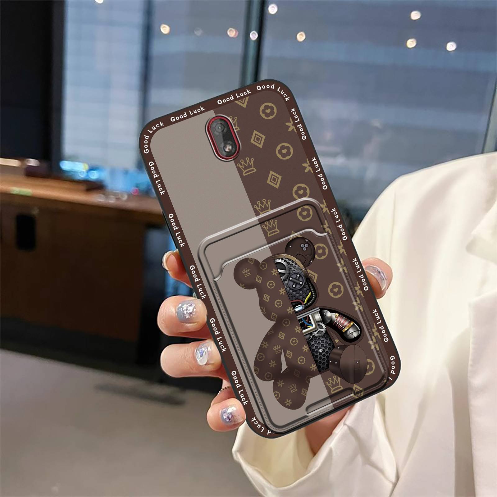 Silicone Anti-knock Phone Case For Nokia C1 Waterproof Full wrap Card bag Soft case Cartoon Dirt-resistant Card slot TPU