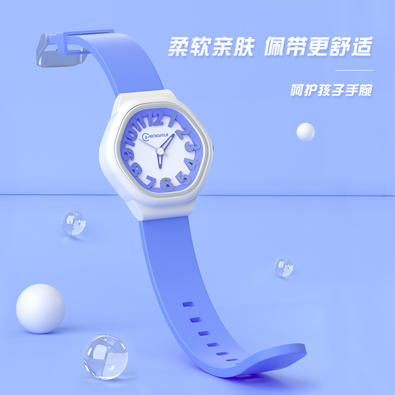 Wenefang Fashion New Launched Candy Color Arabic Numerals Dial Pointer Quartz Waterproof Watch Boys and Girls Sports Watch Children's Watch