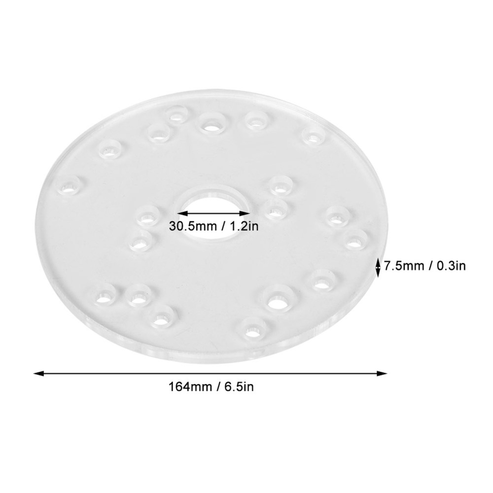 High Visibility 6.5 inch / 164mm Diameter Universal Router Base Plate Transparent Acrylic Material 7.5mm Thickness Router Base Plate Kit Pre-drilled Mounting Holes 30.5mm Middle Hole Router Base Replacement for Woodworking Routing and Trimming