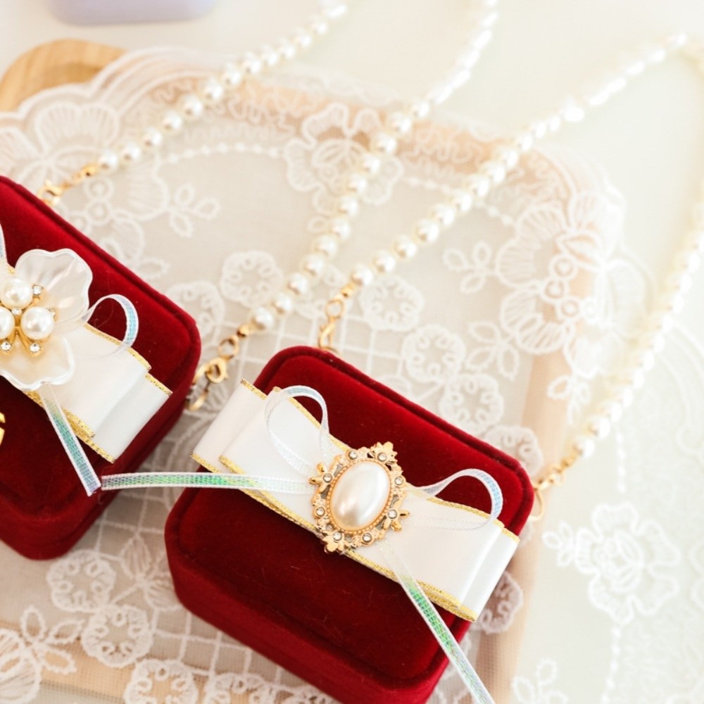 Multi-function Wedding Couples Rings Box Bow Heart Pets Collars Ring Box Anti-collision Flocked Jewelry Box Marriage Anniversary