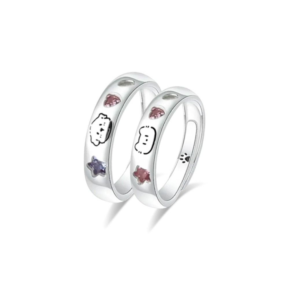 Fashion Adjustable Cat Dog Ring Pet Star Simple Design Couple Rings Cartoon Cute Animal Ring Women Men