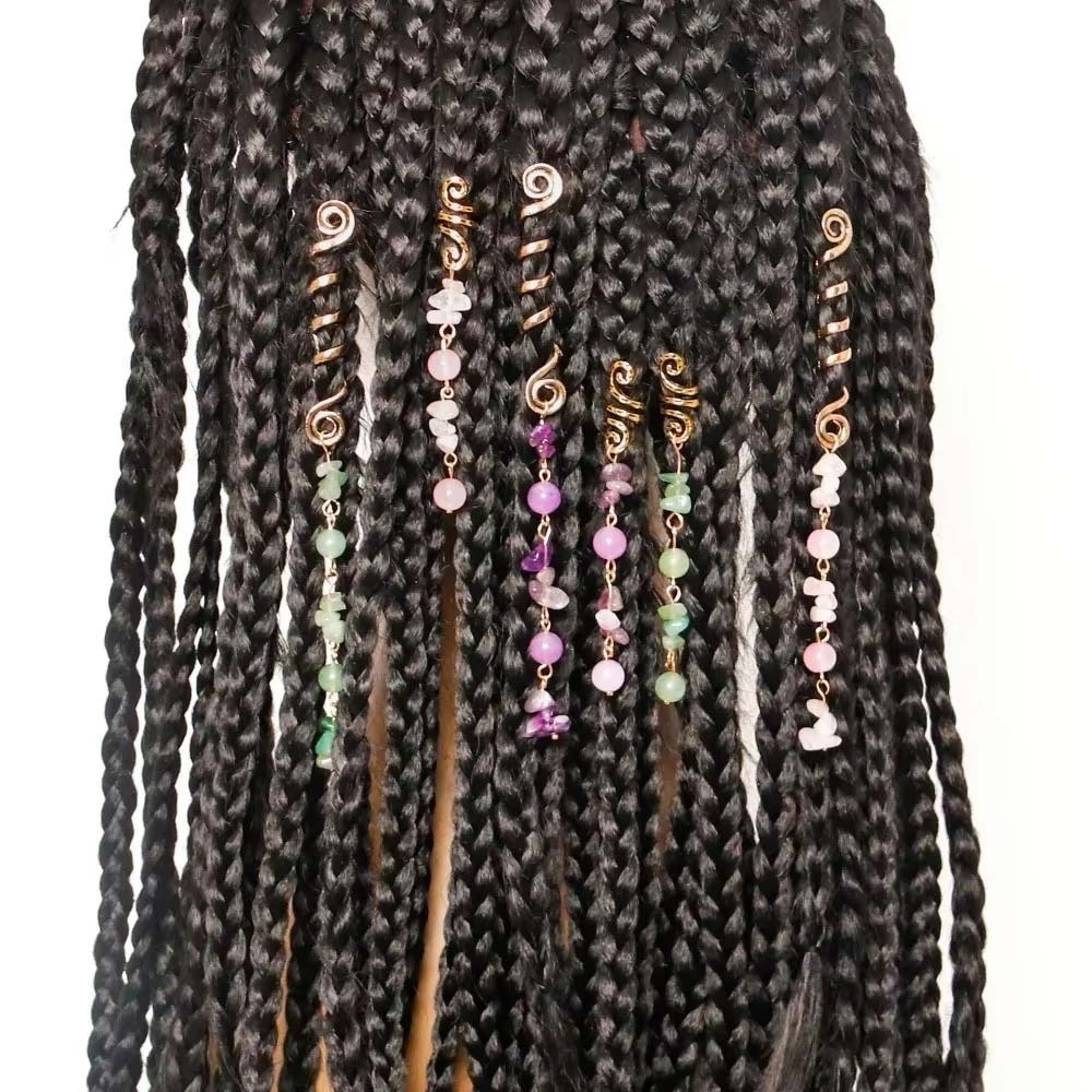 High Quality Styling Hair Accessories Dreadlock Hair Jewelry Hip-hop Long Tassel Colored Pendant Personality Spiral Side Pendant Hair Ring African