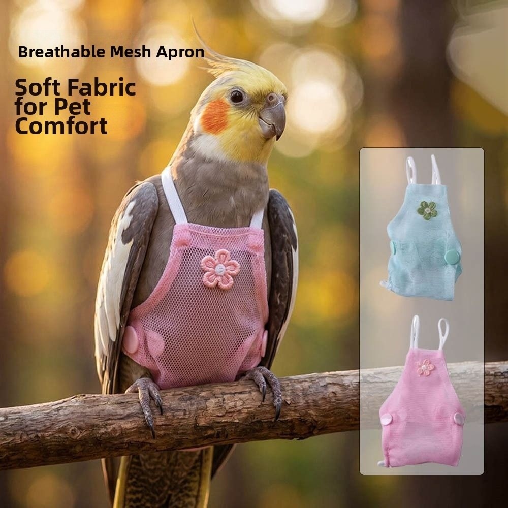 Cute Mesh Parrot Diaper Soft Breathable Washable Bird Diaper Harness Adjustable Pet Bird Nappy Suit Pet Accessories