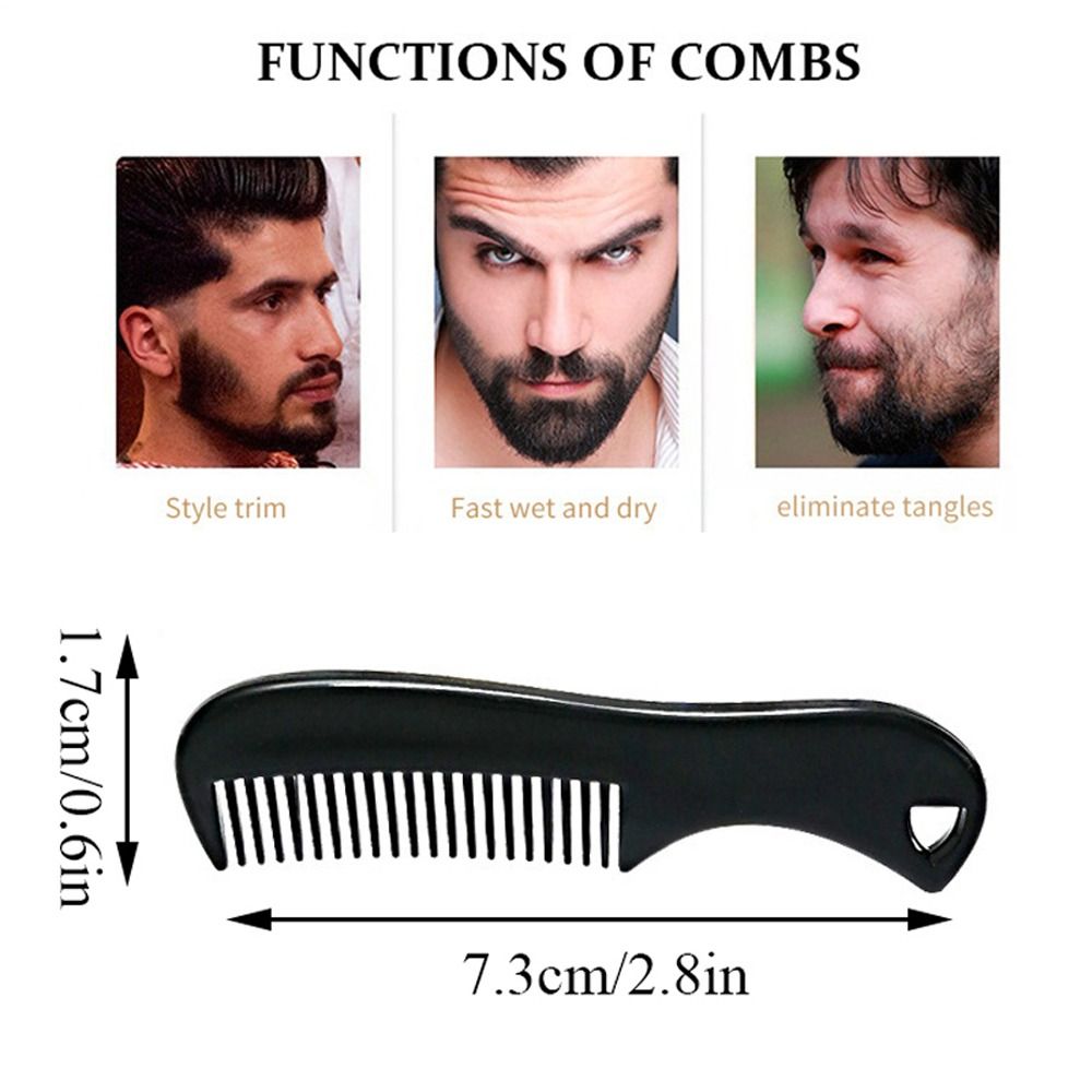 Facial Care Mini Beard Comb Anti-slip Anti Static Men Plastic Pocket Combs Portable Durable Black Moustache Combs Salon