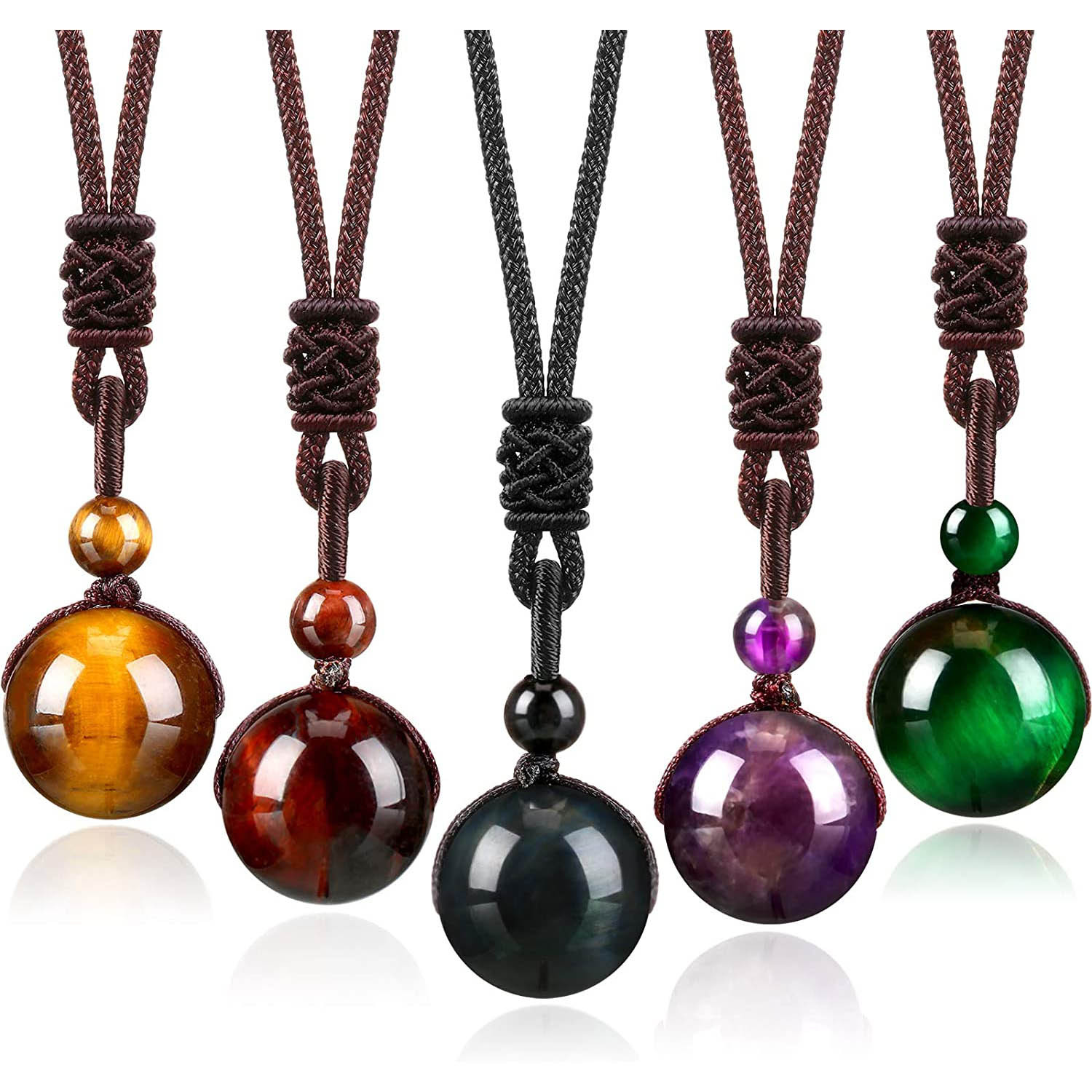 【New arrivals】Natural Rainbow Eye 16mm Obsidian Eyes Bead Pendant and Women's Pendant Couple Crystal Necklace
