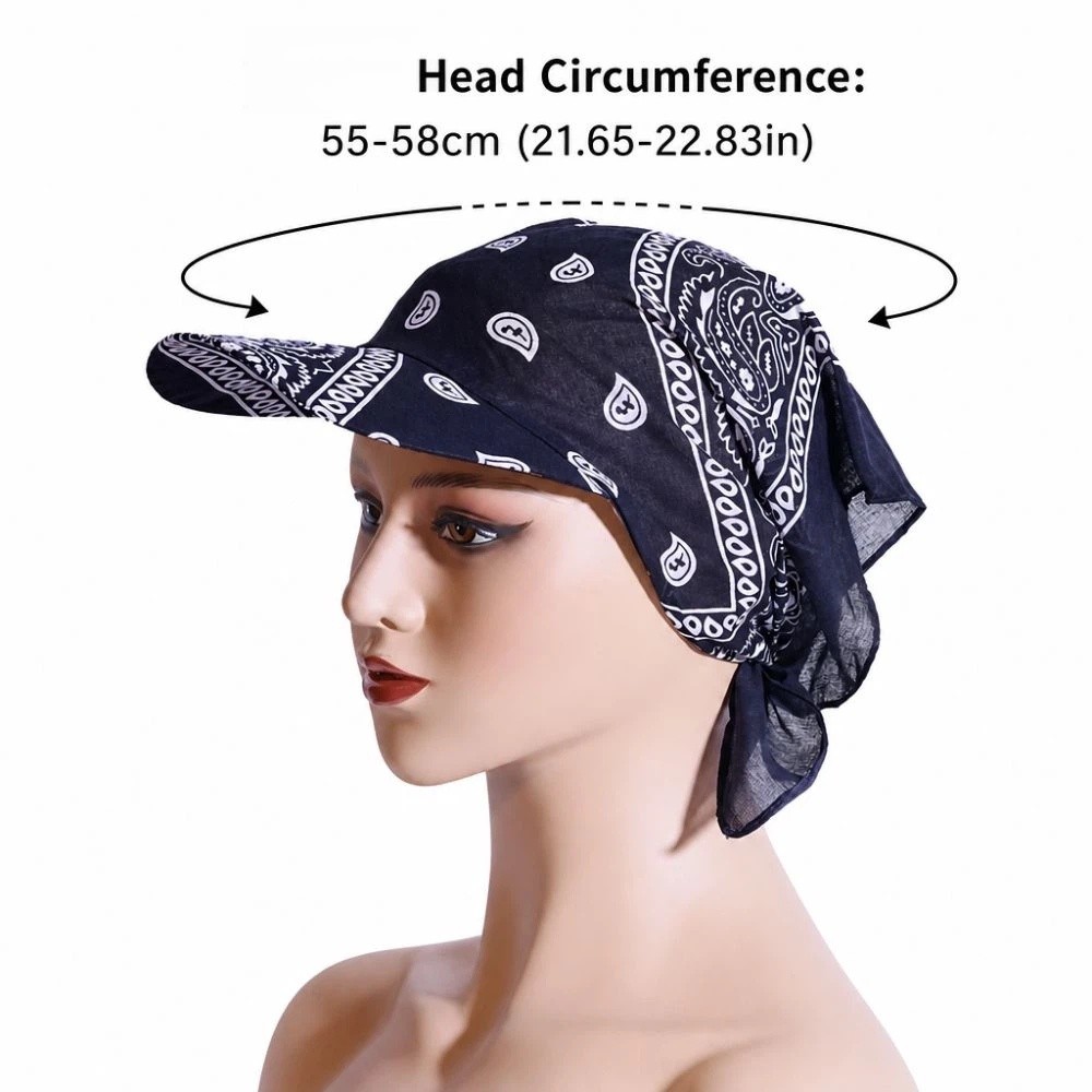 New Wide Brim Baseball Caps Head Scarf Lightweight Breathable Sun Visor Turban Pre-Tied Bandana Scarf Cap Women Outdoor