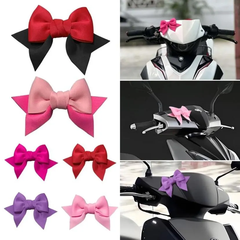 New Fabric Scooter Bow Decoration Lightweight Multicolor Motorcycle Helmet Bow Self Adhesive Motorcycle Bow Ornament Girls Decor