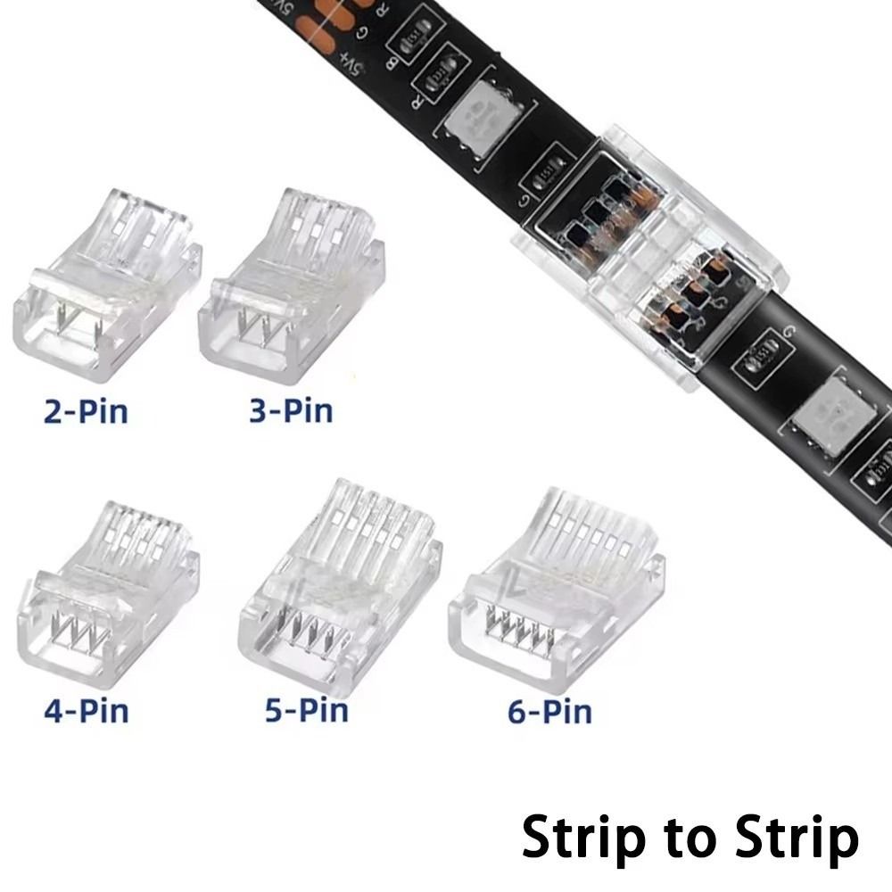 Gifts 2Pin 3Pin 4Pin 5Pin LED Strip Connector Solderless Transparent LED To Strips 10MM Crystal Buckle for Light Strip Head for SMD Strip Light